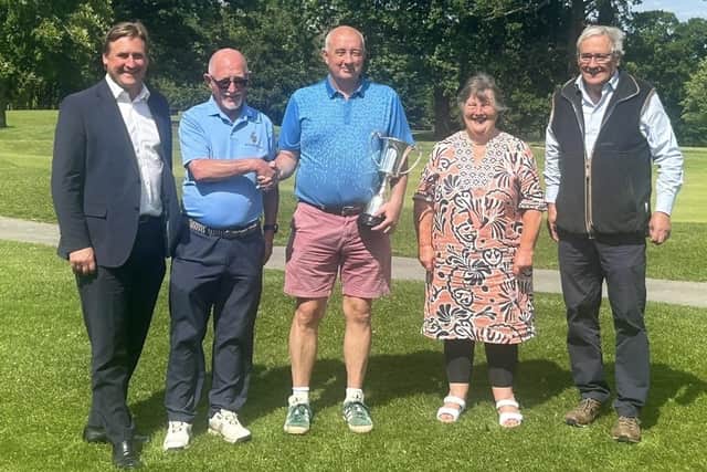 James Crowther, centre, winner of the 2025 Andrew Ainley Trophy at Rudding Park GC. Picture: Submitted