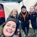 Carry on Glamping on Channel 4 TV: Harrogate business owners Sarah and James Martin with comedian Jonny Vegas, their Glampfest events team staff - and James’s mum. (Picture contributed)