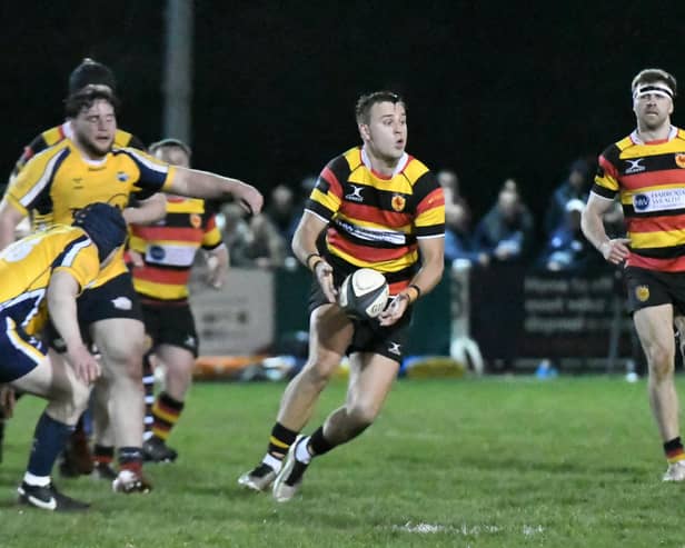 Kodie Brook scored a brace of tries during Harrogate RUFC's National Two North defeat to Leeds Tykes. Picture: Daniel Kerr