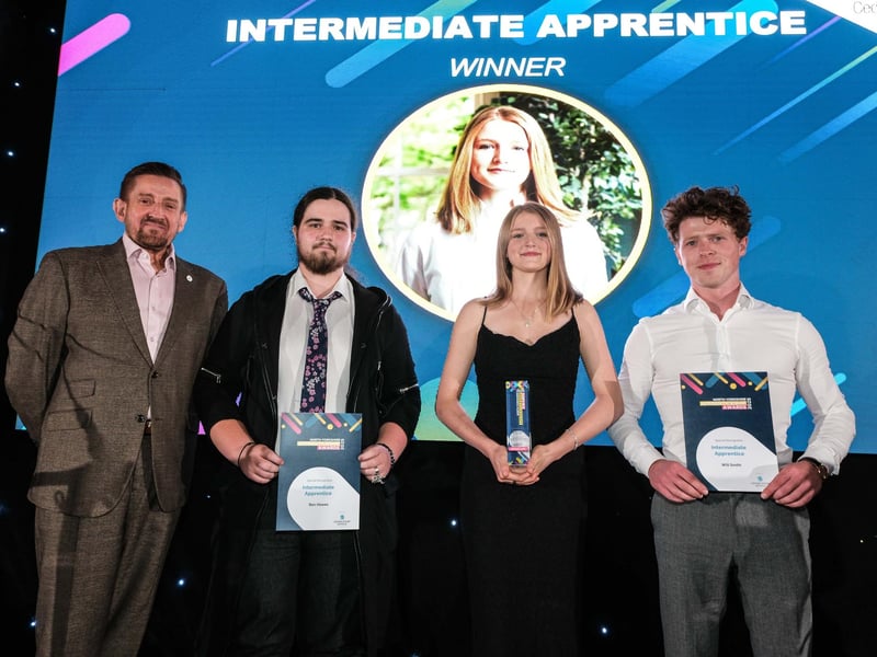 Intermediate Apprentice of the Year Award winner Elizabeth Lewin, of Yorebridge House, pictured second from the right