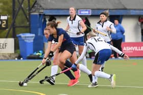 Harrogate Hockey Club Ladies 1s suffered a home defeat to Timperley Ladies in Vitality Women's Conference North. Pictures: Gerard Binks