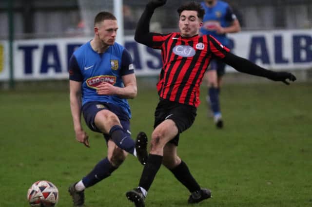 Josh Hardcastle in action during Tadcaster Albion's 3-3 draw at home to struggling Goole. Picture: Craig Dinsdale
