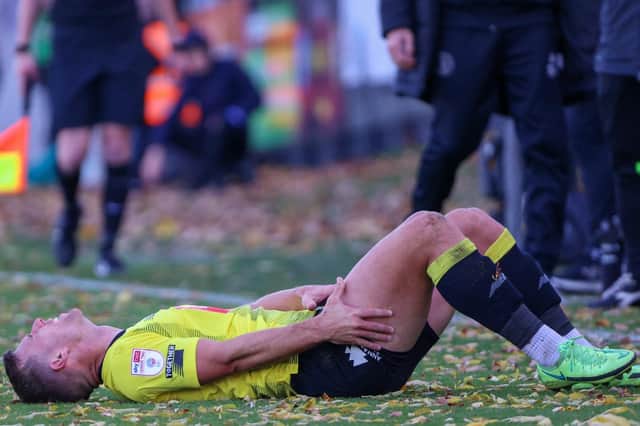 Jack Muldoon is one of a host of Harrogate Town players who will miss Tuesday's League Two trip to Walsall through injury. Pictures: Matt Kirkham
