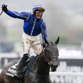 Paul Townend celebrates aboard Energumene after winning the Queen Mother Champion Chase race during day two of Cheltenham Festival 2022. Picture: Mike Hewitt/Getty Images