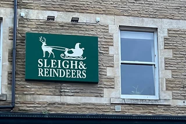 The 'new name' on the side of historic Harrogate pub The Coach & Horses or, rather, Sleigh & Reindeers. (Picture contributed)