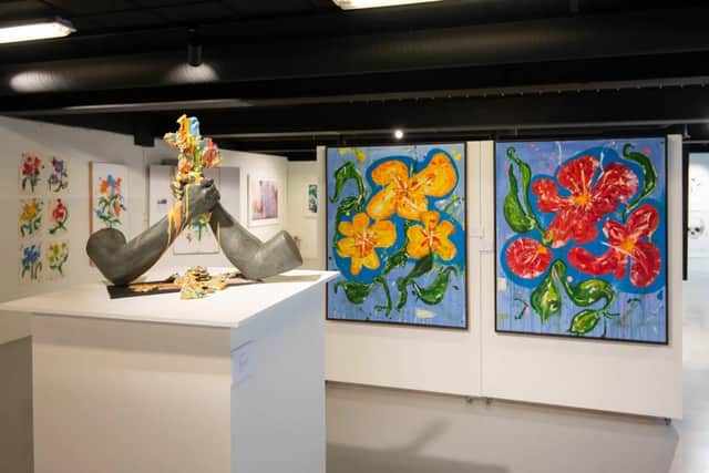 New art work with horticulture flower motifs by Harrogate artist Thomas James Butler in situ at Vulkan 15 gallery in Oslo. (Picture RedHouse Originals)