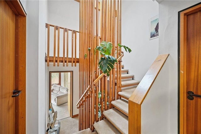 The feature staircase inside the spacious property.