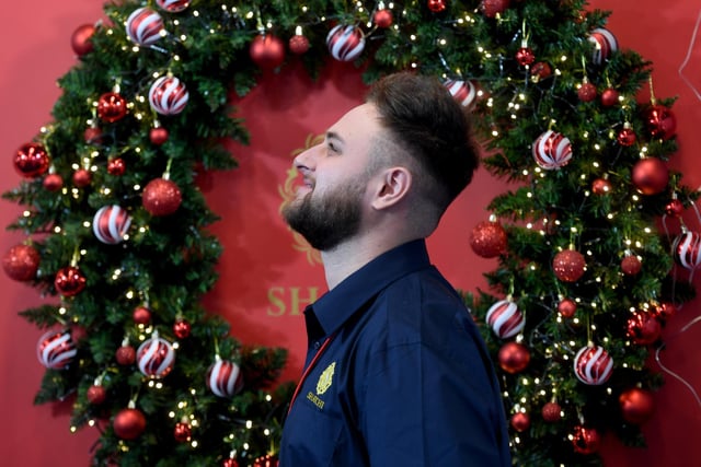 Jack Morrison with a Shatchi Christmas wreath