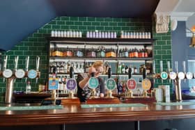 Manager Andi behind the bar at Harrogate Brewing Co after its launch at the historic site in Harrogate which was formerly The Old Bell Tavern. (Picture Graham Chalmers)