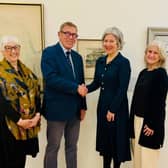 Let there be light - The Friends of The Mercer group's deputy chair Julie Goldsmith, chair Tom King with May Catt, senior manager who is creative and cultural hubs at North Yorkshire Council, and Karen Southworth, exhibitions curator at the Harrogate gallery. (Picture contributed)