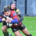 James Audsley-Beck dives over the try-line to register Harrogate Pythons' opening try during Saturday's home win over Bramley Phoenix. Pictures: Submitted