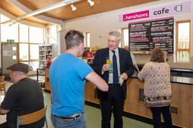 Harrogate and Knaresborough MP Andrew Jones is helping Henshaws to raise £20,000 throughout June