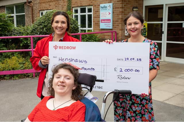 Redrow's Irina Rix, Gemma Young from Henshaws with student Flora Nelson