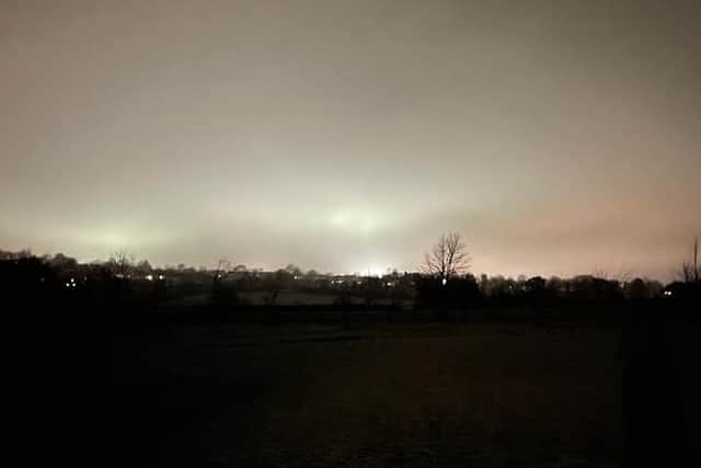 The Northern Lights visible over Hill Top Lane in Harrogate on Sunday evening (Credit: Ian Oulton)