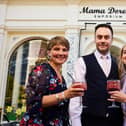 Charlotte Holmes, Marketing Manager of Harrogate Spring Water, right, with, from left, Harrogate influencer Lucy Playford, aka the Harrogate Mama, and Ian Pilcher, Business Development Manager at Mama Doreen’s cafe.