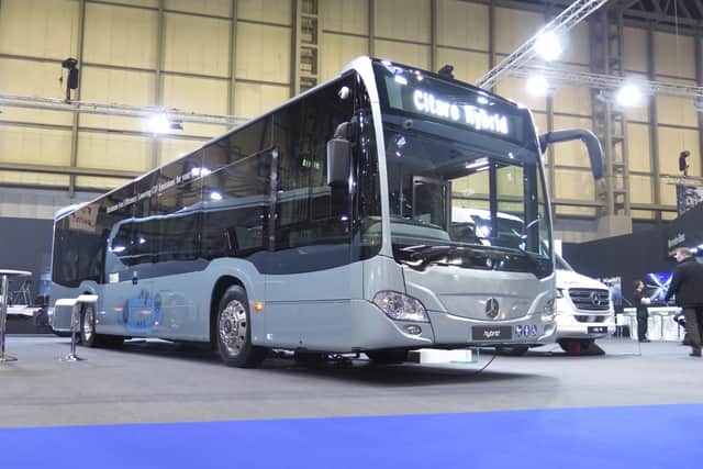 Bright future -Transdev’s FLYER bus network linking Leeds, Bradford and Harrogate with Leeds Bradford Airport is to receive a new fleet of 15 energy-saving Mercedes Benz Citaro Hybrid buses at the end of this year. (Picture contributed)