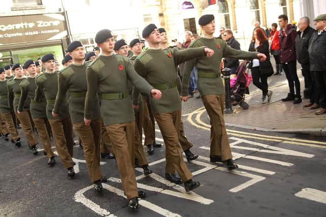Flashback - Junior soldiers march into Knaresborough market place as part of the town's Remembrance Day activities. (Picture National World)