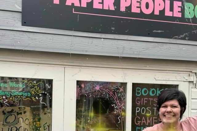 Owner Kerry Thorpe, who is dyslexic, is preparing for the official launch this weekend of Paper People Books at 2a High Street in Pateley Bridge. (Picture contributed)