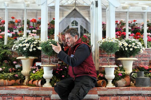 An exhibitor checks his display at Harrogate Spring Flower Show 2025. (Picture contributed)