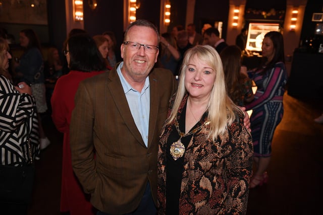 Simon Cotton and Sue Kramer enjoying the Harrogate Advertiser Business Excellence Awards drinks reception