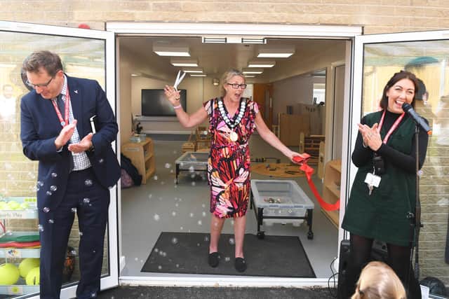 Official opening of Little Ferns Pre-School at coppice Valley Primary Academy with Harrogate Mayor Coun Viv Poskitt. (Picture Gerard Binks)