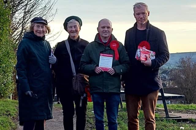 General election hopes - Harrogate man Chris Watt, third from left, out on the doorstep with the team from Skipton and Ripon Labour Party. (Picture contributed)