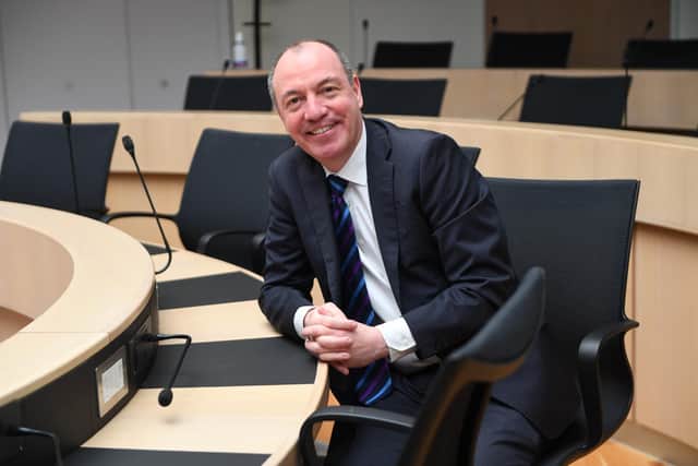 In the council chamber at Harrogate Civic Centre -  The leader of Harrogate Borough Council Councillor Richard Cooper. (Picture Gerard Binks)