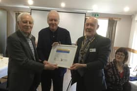Ripon Rotary Club member of 60 years Terry Knowles being presented with honours.