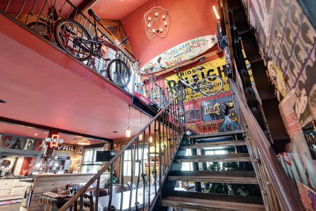 The Chapel's interior walls and surfaces are lined with music memorabilia.