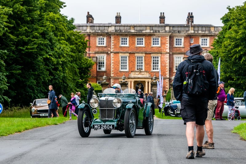 Classic vehicles arriving on site for the start of the show