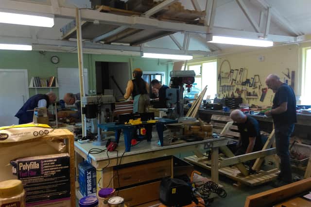 Nidderdale Men's Shed at work on commissions and personal projects.