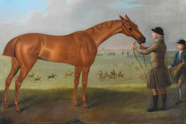 Attributed to Thomas Spencer, ‘Lady Caroline Held by a Groom, Newmarket’ – estimate: £10,000-20,000