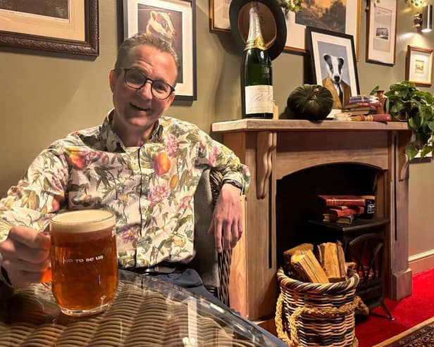Chris Clarke, General Manager at The Fat Badger in Harrogate, enjoying a pint in the all new Fat Badger Sett