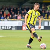 Harrogate Town captain Josh Falkingham in action against Notts County at Wetherby Road. Pictures: Matt Kirkham