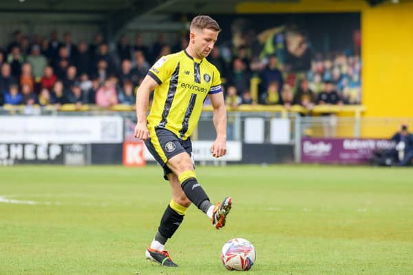 Harrogate Town captain Josh Falkingham in action against Notts County. Picture: Matt Kirkham
