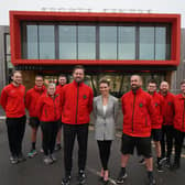 Harrogate's Sporting Influence founder David Moss, Ashville College’s Events and Lettings Manager Anna Rakusen-Guy, and Camp Leader & PE Teacher Dan McTernan, together with members of the Sporting Influence team behind.