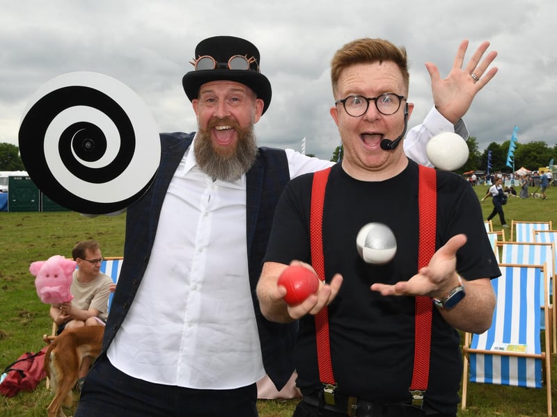 Dazzling Darren and Spike Bonzo keeping the youngsters entertained at the festival