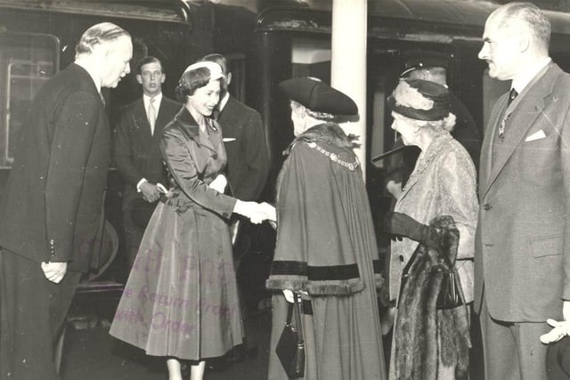 Her Majesty the Queen arriving in Harrogate for the Great Yorkshire Show in 1957