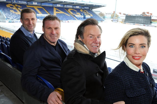 John and Carolyn Radford unveil Mansfield's new manager David Flitcroft and new assistant manager Ben Futcher on 1 March 2018, following the resignation of Steve Evans. The team failed to win a home game in what remained of the 201/18 season and finished three points outside the play-offs.