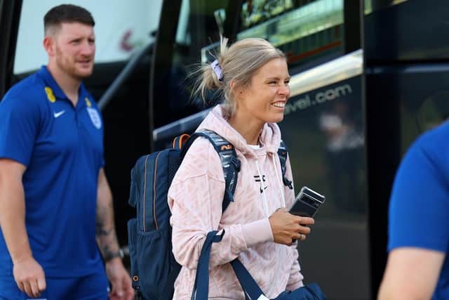 Rachel Daly of England arrives, as the Lionesses depart for the FIFA Women's World Cup at De Vere Beaumont Estate. (Pic credit: Andrew Redington / Getty Images)