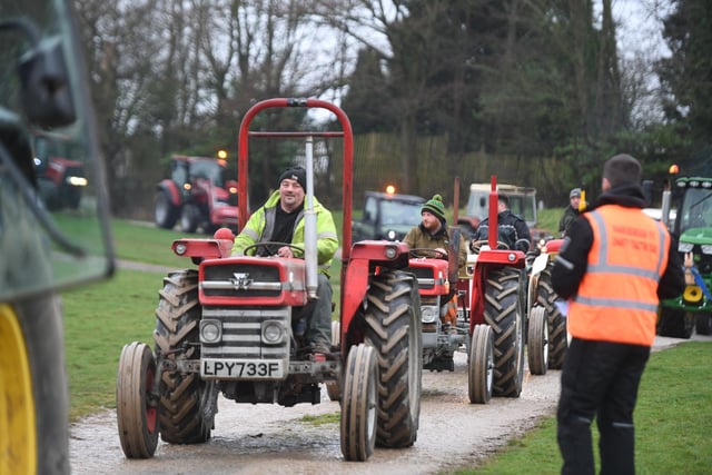 The hundreds of tractors arriving at the Great Yorkshire Showground ahead of the 25-mile route across the district
