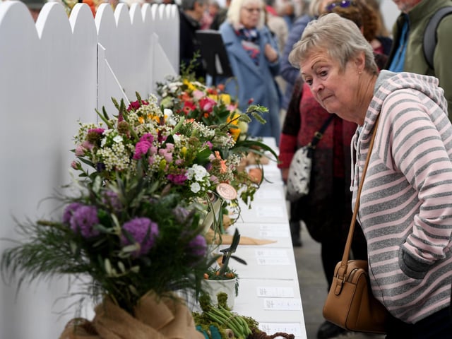 Visitors to the show admiring the stunning flowers on display at the Great Yorkshire Showground