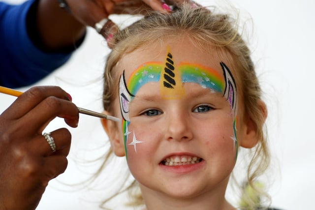 Esmae Cook (aged five) getting her face painted at the festival
