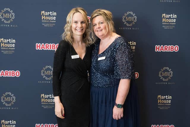 Rebecca Wynne, director of income generation and Clair Holdsworth, chief executive of Martin House at this year's Glitter Ball charity event at Rudding Park in Harrogate