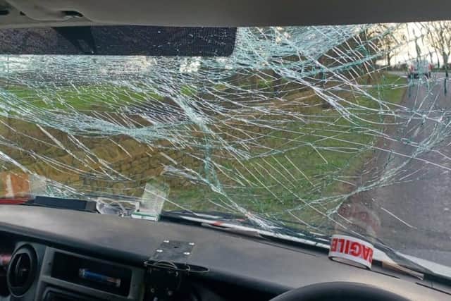 The police stopped a vehicle in Harrogate earlier this week to find 'more cracks than glass' in the windscreen