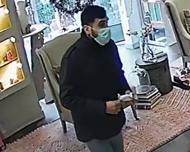 The police have released a CCTV image of man after a number of mobile phones were stolen from shops in Harrogate
