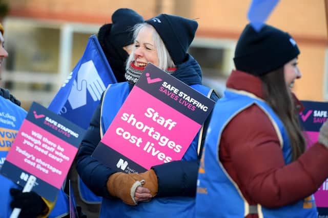 Nurses at Harrogate District Hospital have taken to the picket line for the first of two strike days