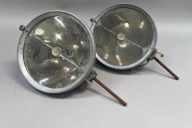 A pair of of Marchal Strilux headlights, commonly found on Bugatti, Bentley, Delahaye and others, will be auctioned at Morphets Collectors' Sale on Thursday, August 25, with an estimate of £200-£220.