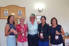 Pannal GC's Ladies Exchange Day winners, from left, Ros Samuels and Janet Jones, Ladies’ Captain Clare Davies, Dawn Fabbroni and Gerry Callendar. Picture: Submitted