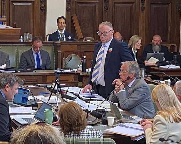 Councillor Gareth Dadd, speaking in the North Yorkshire Council chamber. Picture: LDRS